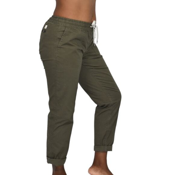 Vuori Vintage Ripstop Pants Green Cuffed Ankle Crop Cotton Drawstring Pull On XS - Picture 10 of 16